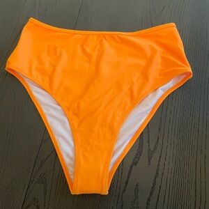 NWT Cupshe Vibrant‎ Orange High-Waisted Bikini Bottom Sz M